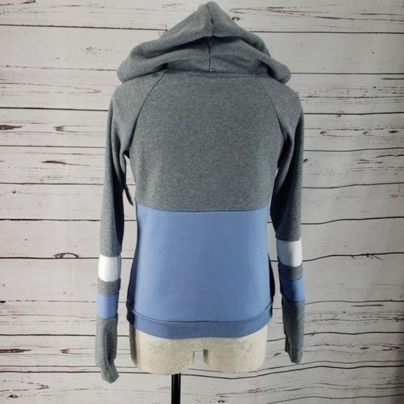 NYC 92‎ Brooklyn All Stars Tri Color Colorblock Corset Hooded Sweater Medium - Picture 5 of 7